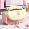 Large Capacity Check Pencil Bag Aesthetic Portable Stationery Pouch with Multi Slots for Students School Daily Use