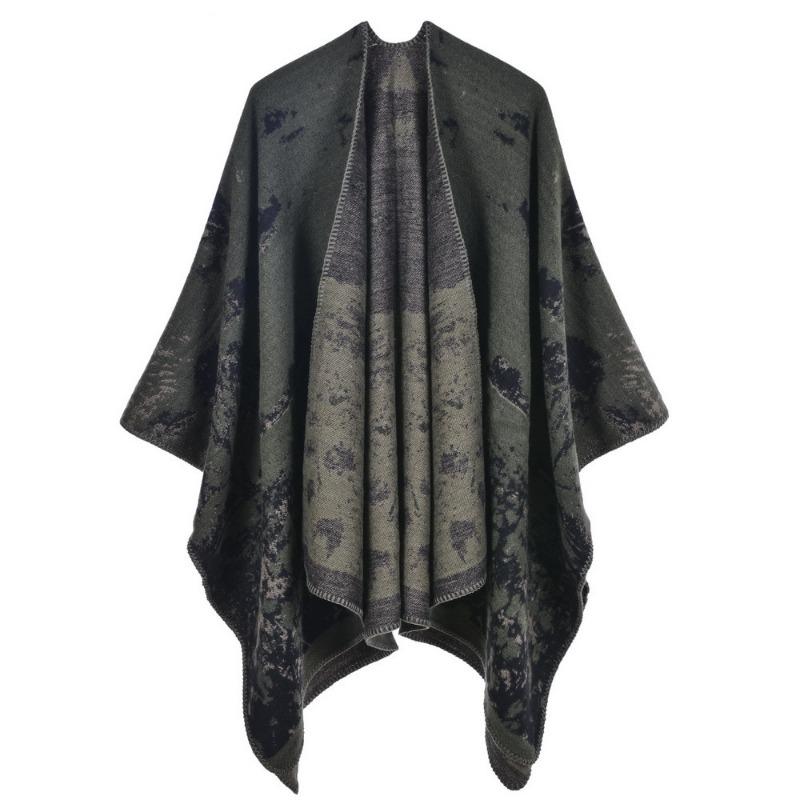 Women's scarf shawl creative new fashion imitation cashmere jacquard split fork thickened large cape air conditioner warm shawl
