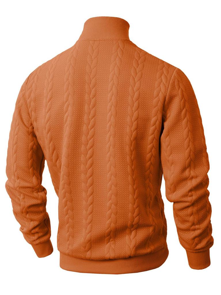 European Men's High Collar Jacquard Sweater - Solid Color, Autumn/Winter Fashion