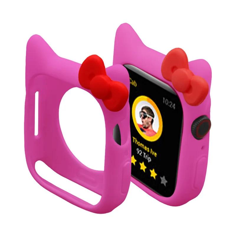 Weiche Silikon-Schutzhülle Bumper für Apple Watch 11 10 9 8 7 46mm 41 45 38 42mm Niedliche Cartoon-Schutzhülle für iWatch 6 5 SE 40mm 44