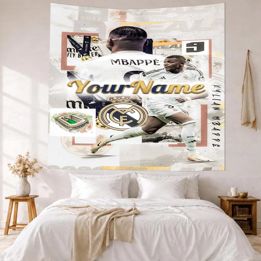 Mbappe Custom Your Name Wall Decor Tapestry Art For Pet Memorial Birthdaywedding Party Backdrop Family Gift