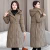 Winter New Style Figure-flattering Over Knee Medium and Long Cotton-padded Clothes 2025 Down Cotton Coat