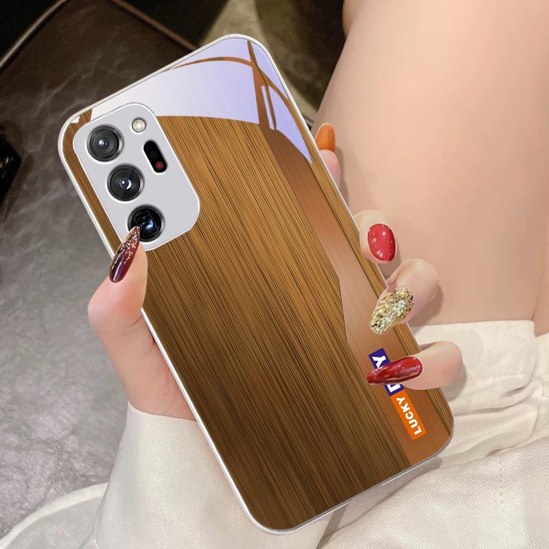 Wood Grain Green For Samsung Galaxy Note 8 9 10 PRO 20 Ultra A01 02 03 Core 04E 4G 12 13 5G Tempering Glass Phone Case