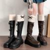 Women's Knee Boots 2026 Winter New Fashion Outdoor Warm Plush Snow Boots Thick Bottom Platform Bow Anti Slip Retro Long Boots
