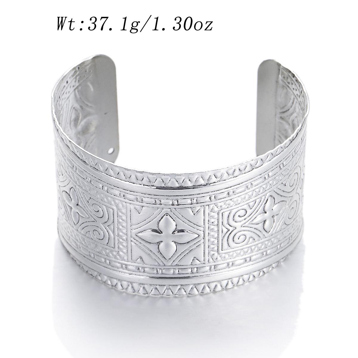 

Ethnic Cuff Bracelets Tibetan copper Plated Carved Flower Geometric Pattern Opening Bangle Bracelets Women s Indian Zircon Gift