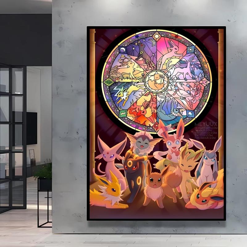Modern and Stylish Pokemon Mew Decorative Paintings with Bright and Long Lasting Colors Adding A Touch of Brightness To Wall