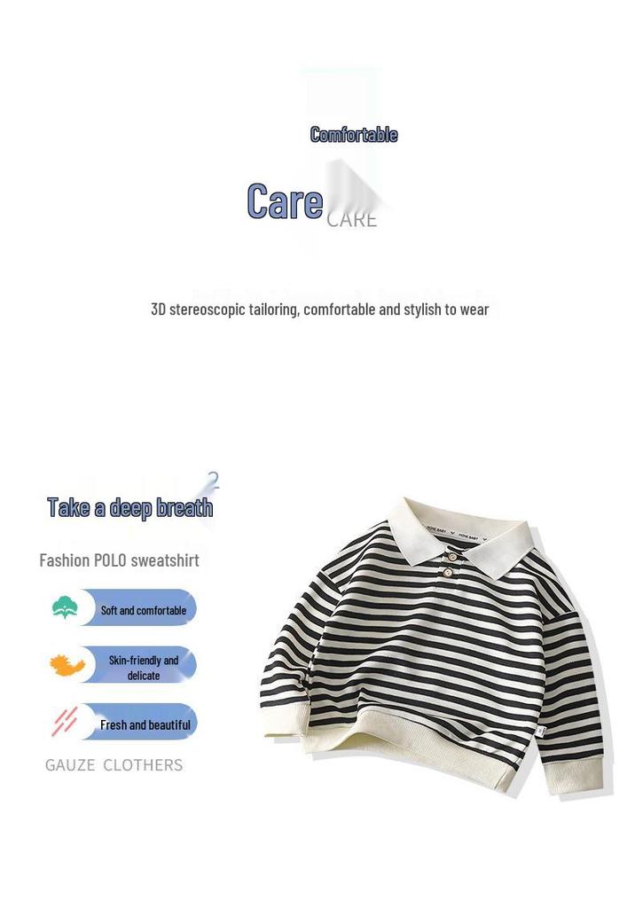Children's Striped Hoodie for Boys - 2025 Korean Style Fashion, Spring/Autumn Wear, Casual Top for Medium and Small Kids.