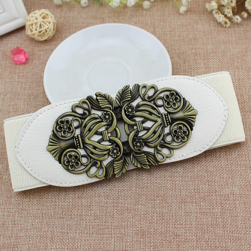 

Корейский женский ретро дворец резной эластичный широкий пояс - модный женский корсет пояс-талия, много размеров 65 cm белый