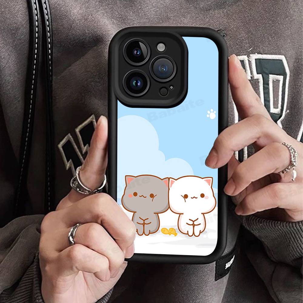 Cartoon Cute Cats Silicone Soft Phone Case For iPhone 17 16 14 13 12 11 15 Pro Max Plus Air Cover