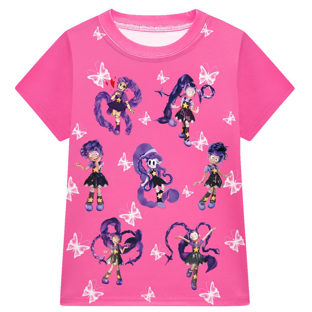 19774 Bambine Ragazze Lily Lovebraids Gioco Stampato Maniche Corte Girocollo T-Shirt Top Set Pantaloncini