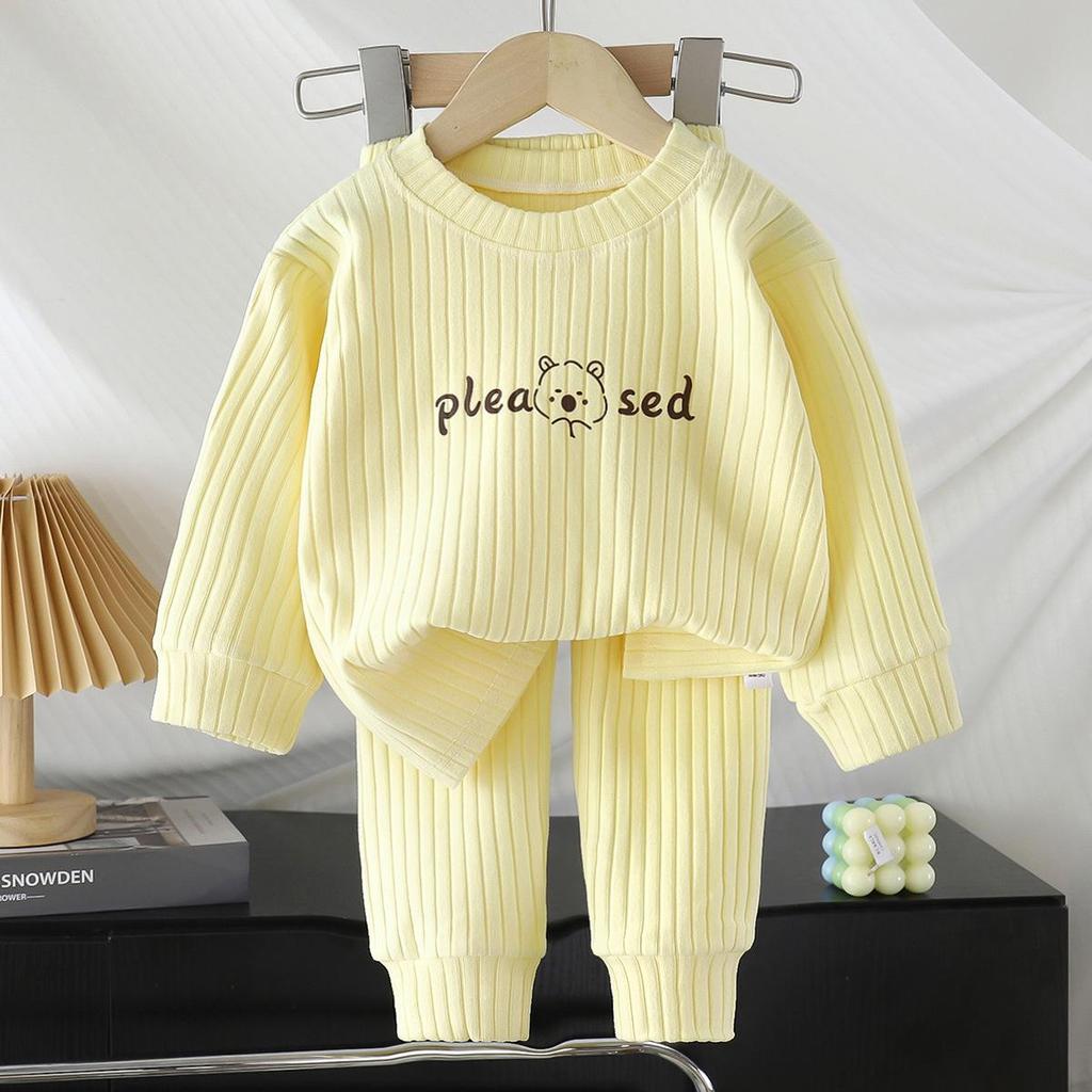 Children's Autumn & Winter Warm Home Set: Infant Clothes & Trousers for Boys & Girls