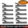 10PCS LED Emergency Strobe Lights 12 LED Warning Beacon Caution Hazard Light Bar Car Trucks Vehicle Flashing Light