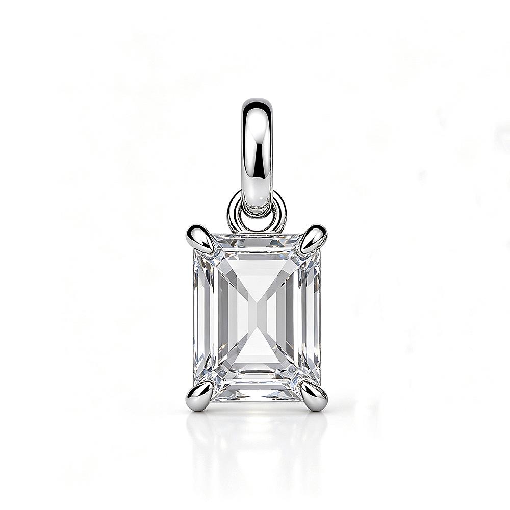 Elegant Emerald/Moissanite Pendant Necklace: Luxurious Pure Silver Clavicle Chain for Women