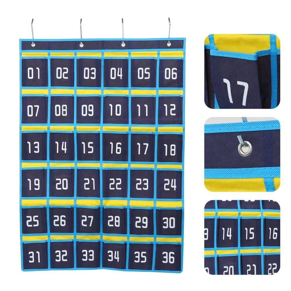30/36/42/48 Grids Phone Hanging Bag Numbered Wall-mounted Door Hanging Bag Thickened Phone Storage Bag School Wall Door Decor