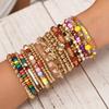 Bohemian Style Handmade Beaded Bracelets Set With Wooden Shell Glass Beads For Beach Vacation Gift