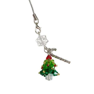 Y2K Trendy Christmas Tree Keychain Cute Star Tassel Keyring Pendant Ins Style Aesthetic Girly Phone Lanyard Bag Charms Xmas Gift
