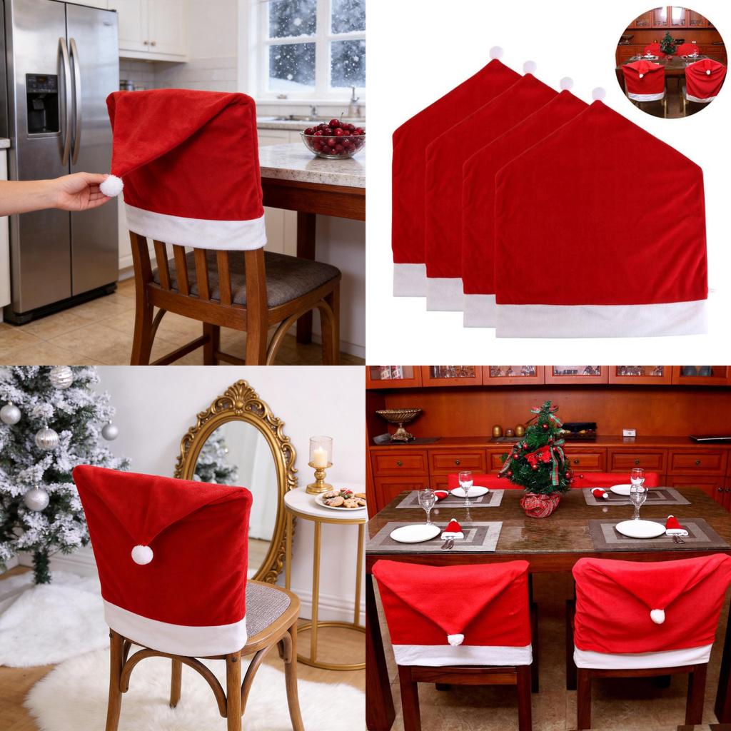 Christmas Decor Nonwoven Fabric Chair Cover With Festive Red Design For Holiday Dining