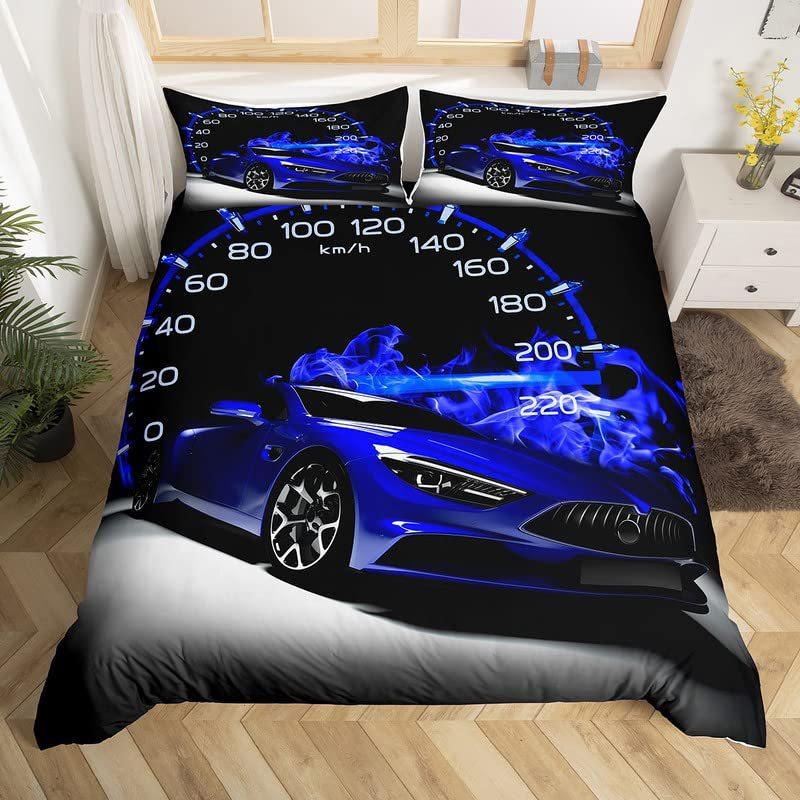 Home Textile Three-Piece Cool Sports Car 3D Digital Printing Quilt Cover Pillowcase Bedding
