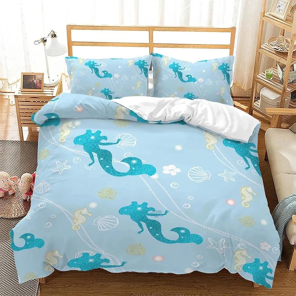 Meerjungfrau 3D Bettwäsche Set Einzel Doppel Twin Queen King Bettbezug Kissenbezüge Polyester Für Mädchen Bettbezug Sets