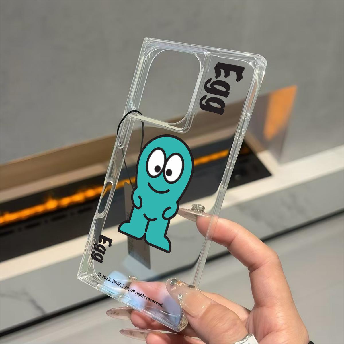 

Clear Square Back Tube Case Protection For iPhone 11 12 14 Pro Max 16 ProMax 13 15 Plus Anti-Oxygen,Little Blue Monster Pattern Casing iphone 11 ProMax