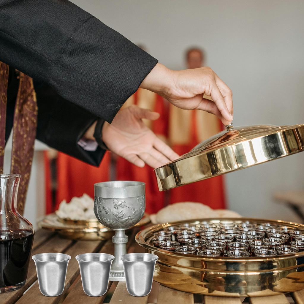 10 Piezas de Acero Inoxidable Tazas Religiosas de Comunión Apilables Ahorro de Espacio Portátiles Metálicas para Ceremonia de Iglesia y Religioso