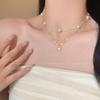 Pearl Love Heart Layered Necklace - Summer French Luxury, Elegant Choker for Women