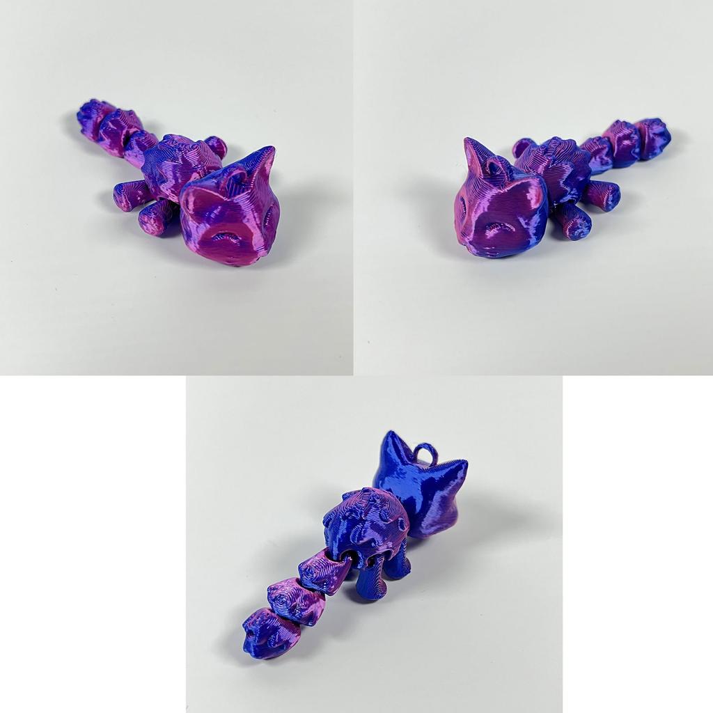 Artistic 3D Printed Cat Keychain Charm 3D Printed Cat Keyring With Movable Links For Unique And Stylish Key Accessory