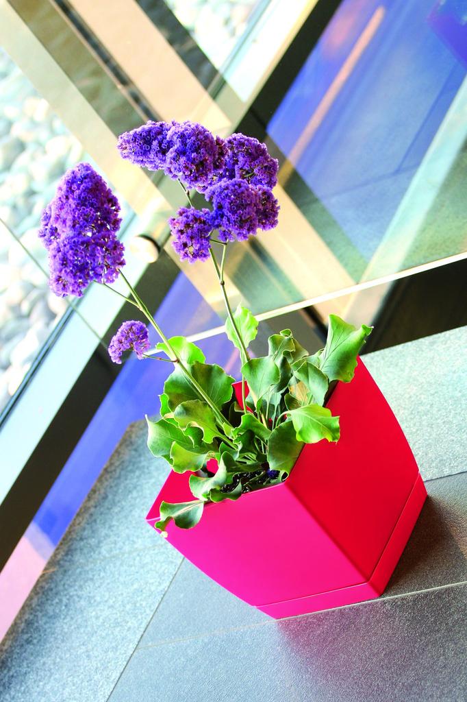 Coubi Square Flowerpot with Saucer, Graphite, 12x11cm