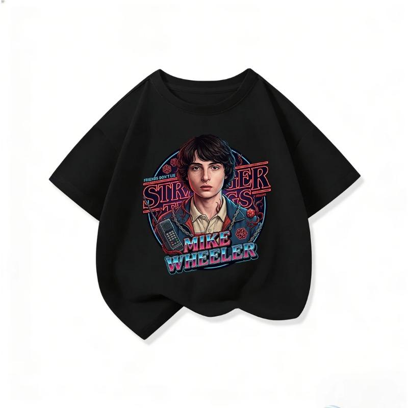 Fashionable Children's T-shirt with a Stylish 'Stranger Things' Pattern, Cool Street Style, Summer Casual Wear