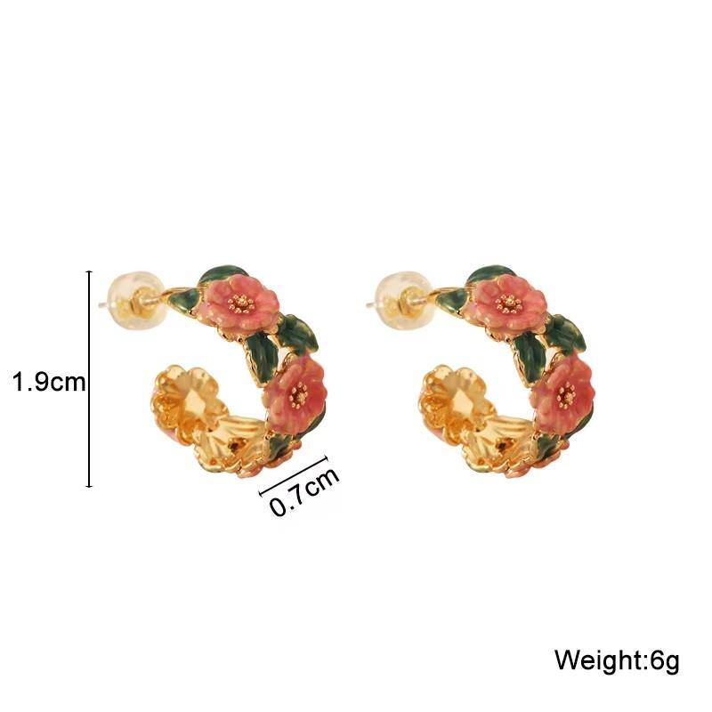 

2025 New Flower Hanging Earrings White Enamel Floral Acrylic Petals Crystal Imitation Pearl Dangle Earrings for Women brincos
