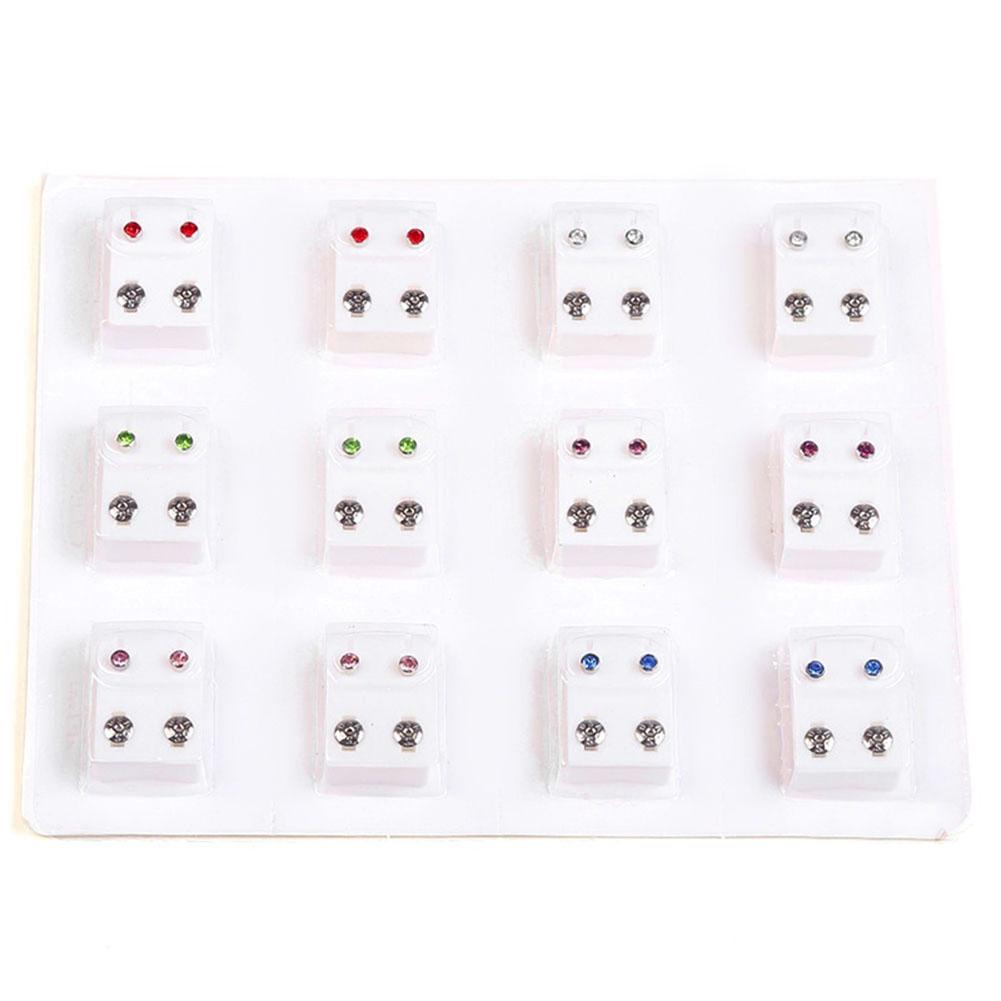 Lady's 12Pairs Metal Ear Studs Earrings for Piercing Machine Ear Piercing Tool Kit