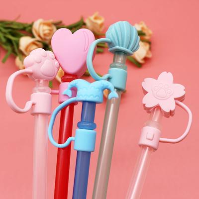 Silicone Straw Plug Reusable Airtight Drinking Dust Cap Cup Accessories Cartoon