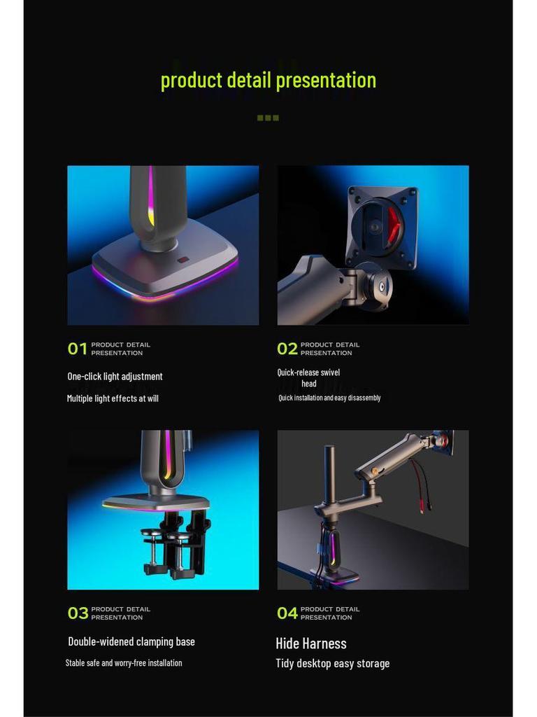 RGB Gaming Ultrawide Curved Monitor Stand with Adjustable Height and Swivel