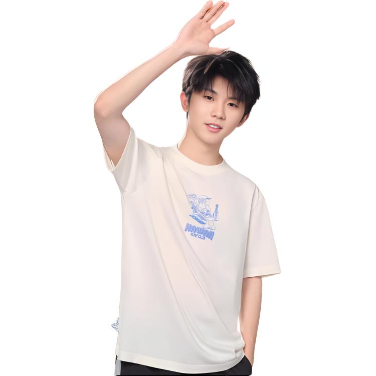 Li Ning X Disney Collaboration Stitch Series Round Neck Pullover Casual Short Sleeve T-Shirt Men T-Shirt Off-White ATSU153-1