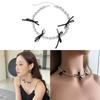 Fashionable Round Bead Neck Chain Beautiful Steel Beaded Chain Necklace Intricate Bowknot Pattern Collarbone Chain