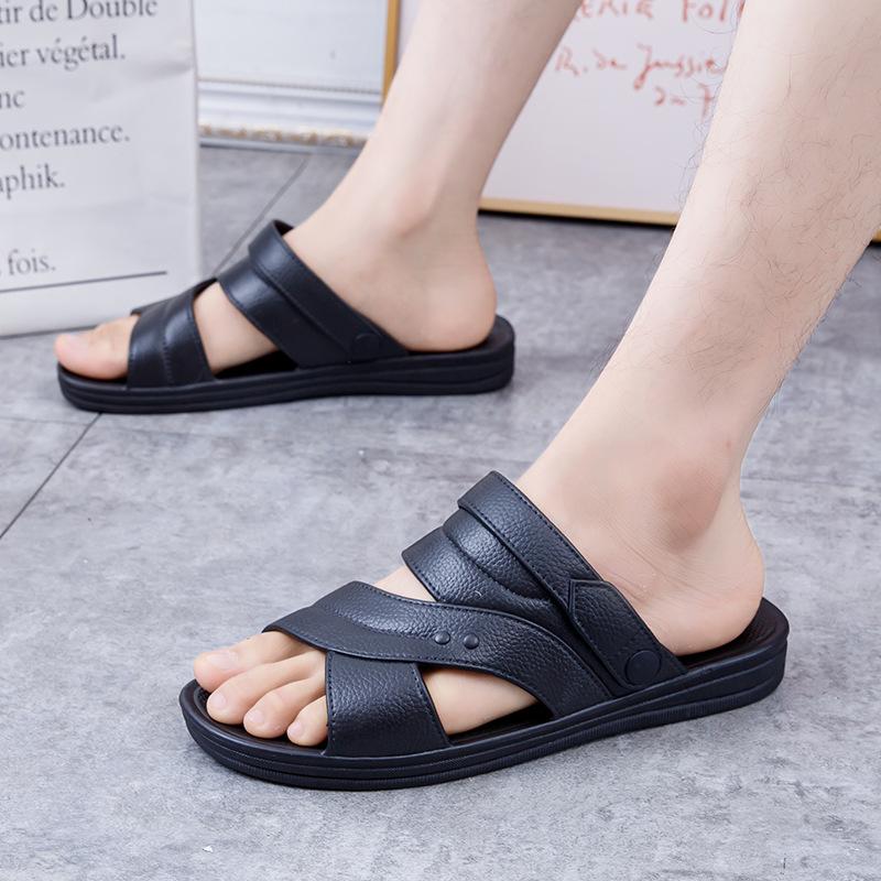 Fashion Men Summer Slip on Sandals Non Slip Open Toe Casual Comfortable Trendy Buckle PVC Flip Flops