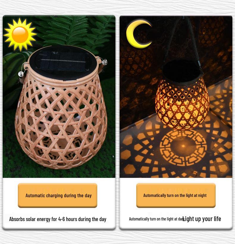 Waterproof Solar USB-Charging Red Bamboo Lantern for Outdoor Wedding Décor