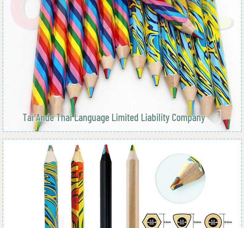 In-Stock Large Barrel 4-in-1 Rainbow Magic Colored Pencils with Thick Core.