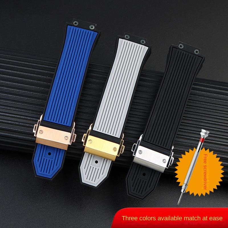 Gummi-Uhrenarmband für HUBLOT BIG BANG 441 Classic Fusion Band Herren-Uhrenarmband 27*17mm Konvexer Anschluss Uhrband Für Männer Werkzeug senden