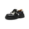 Krazing Pot Sheepskin Round Toe Med Heels Slip on Spring Autumn Shoes Big Size 41 Lace Up Mixed Color Oxford Women Pumps