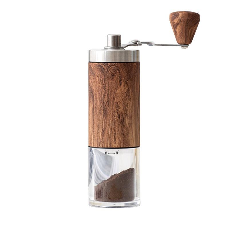 Hand Crank Portable Coffee Grinder Grinder Stainless Steel Hand Grinder Appliance Small Household External Adjustment Wood Grain
