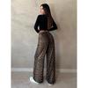 Lazy Style Leopard Print Design Casual Pants for Women with High Waist Straight Pants Loose Temperament Wide-leg Trousers Draped Floor Pants