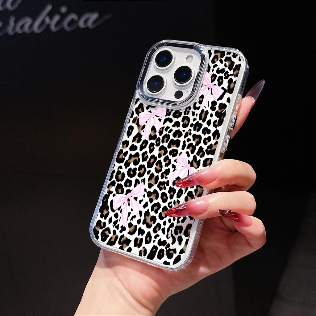 Coquette Leopard Bow Phone Case for iPhone 17 Air 16E 16 15 Pro Max 14 Plus 13 12 Mini X Xs 8 7 Soft TPU Cover Coques Accessory