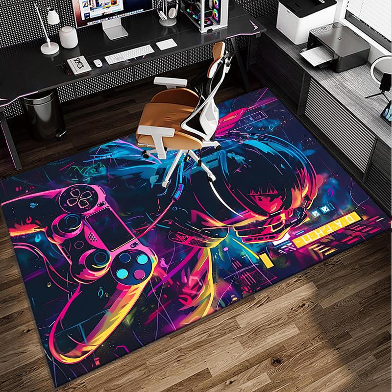 Cyberpunk Gaming Hero Office Rug Chair Mat, Entryway Carpet, Suitable for Front Door, Bedroom, Living Room, Desk, Holiday Gift