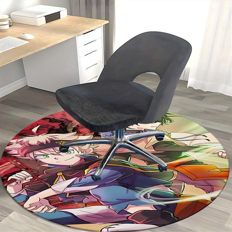 1 szt. Okrągły dywan z motywem anime - Mata pod krzesło biurowe, Antypoślizgowy dywan do wystroju domu, Salonu, Sypialni, Pokoju gier