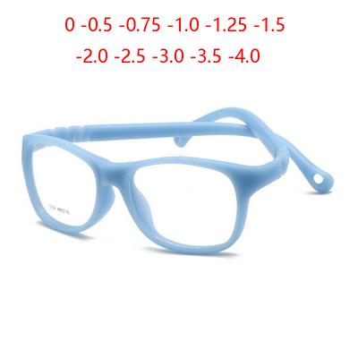Safety Silicone Square Kids Glasses Children Boy Girls Computer Prescription Eyeglasses  3-12 Years -0.5 -0.75 -1.0 To -4.0