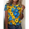 Summer Fashion Women's T-Shirt, Beautiful Floral, Casual Short Sleeve, Crew Neck, Regular Fit Top
