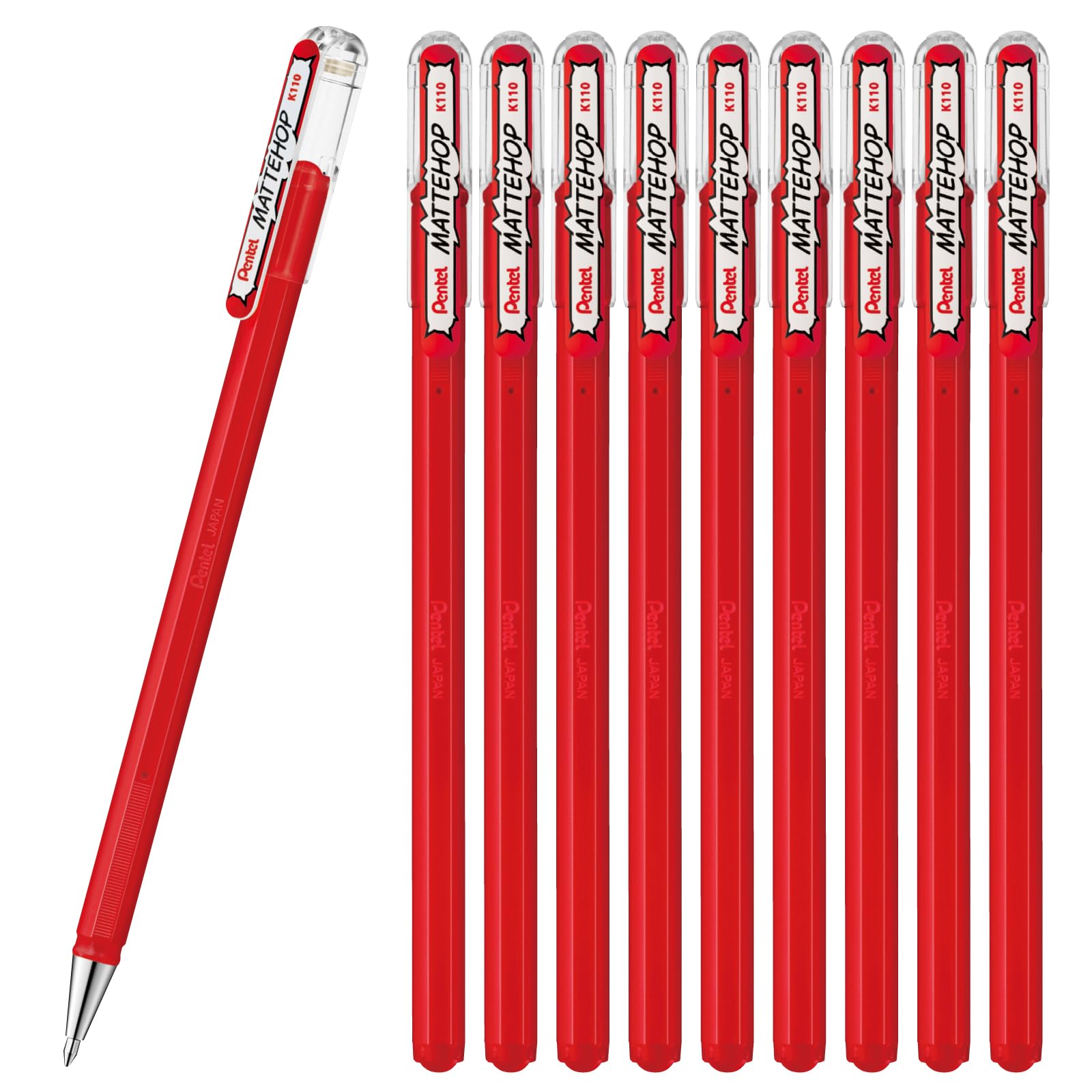 

Шариковые ручки Pentel Matte Hop Red (10 счет) K110-VB