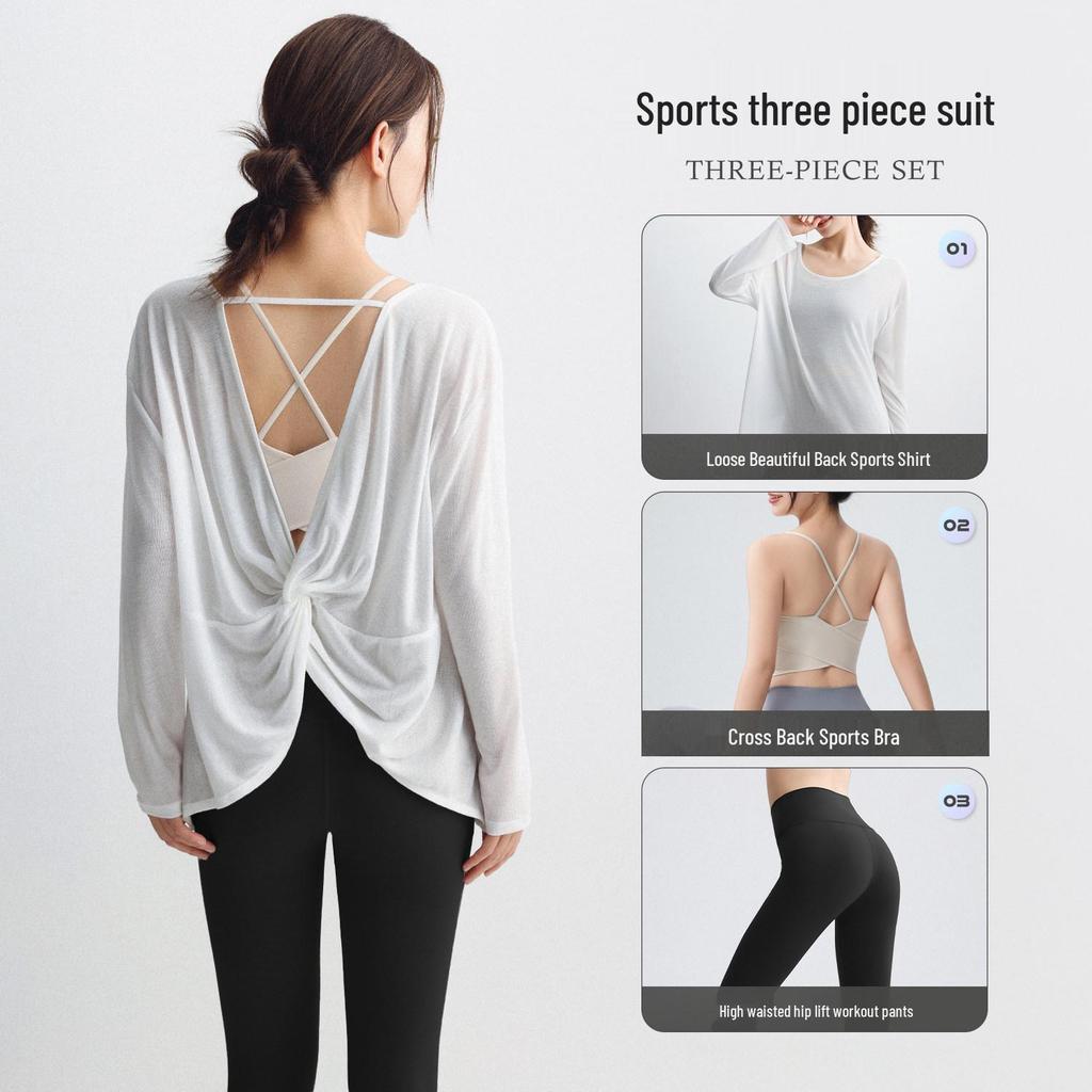 Elegant Women's Yoga Cover-Up Set: Casual Spring Sportswear for Pilates & Fitness
