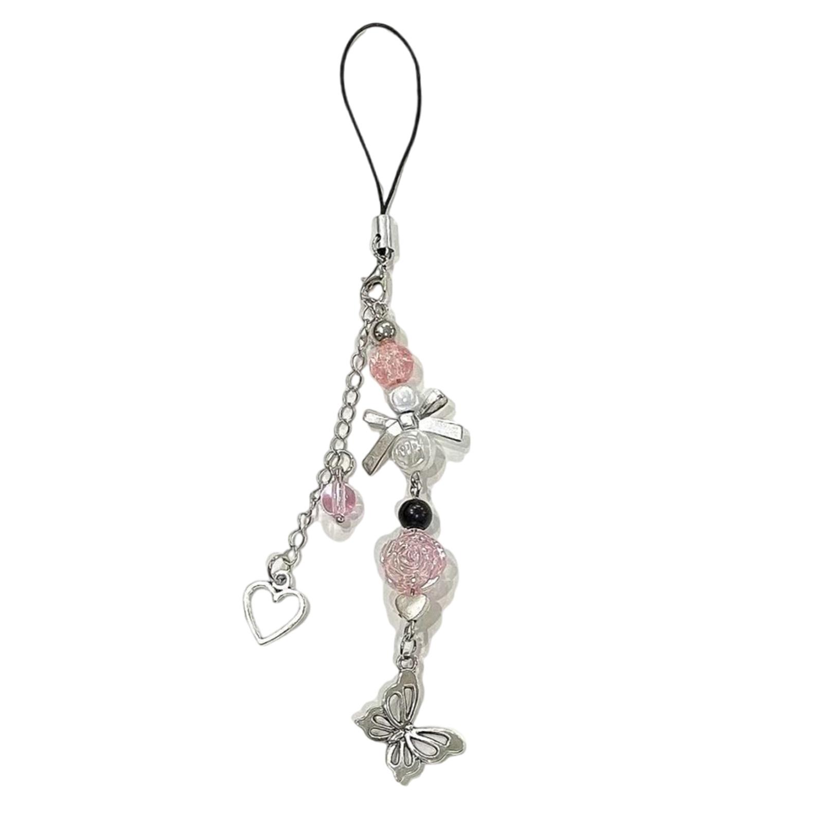 

Подвеска с бантом, цепочка для телефона, ремешок с цветком, очаровательный брелок из бисера, ремешок для телефона, акриловый брелок для ключей, сумка, орнамент, ювелирное изделие, подарок 3